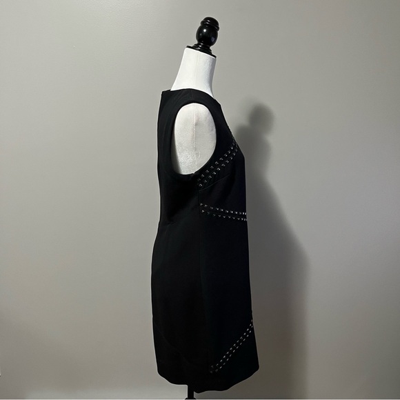 Michael Kors Sleeveless Mid Length Sheath Black Dress Studded Accents - Picture 5 of 11